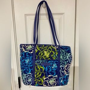 Vera Bradley trimmed tote in blue and green